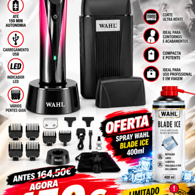 Combo Wahl Trimmer Colorstyle Duo e Shaver Super Close com acessórios e spray Blade Ice