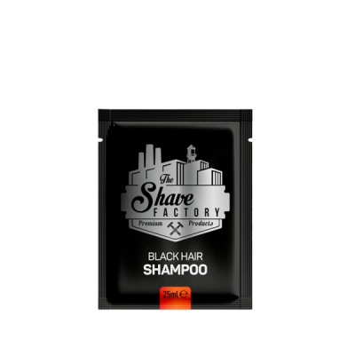 Pacote preto de champô The Shave Factory para cabelo preto 25ml.