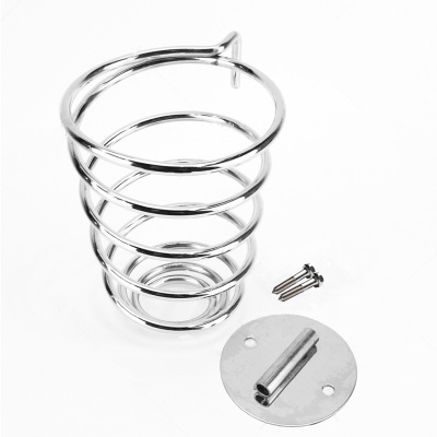 Suporte metálico cromado em espiral com parafusos e chapa de fixação