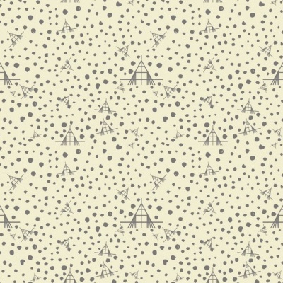 Padrão creme com pontos e formas geométricas cinza tipo tendas