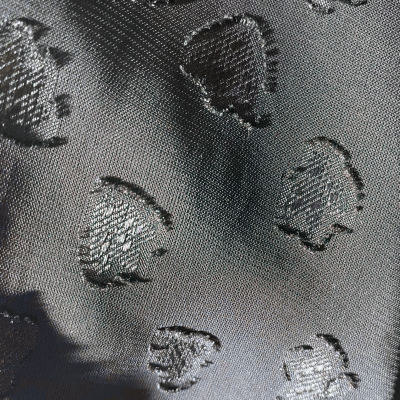 tecido preto com padrão em relevo e brilho