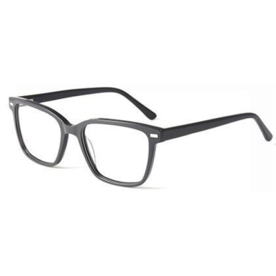 Óculos de armação preta com lentes transparentes