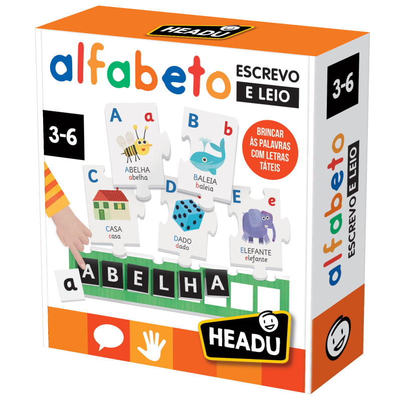 Caixa de jogo educativo alfabeto com cartas de letras e imagens para crianças de 3 a 6 anos