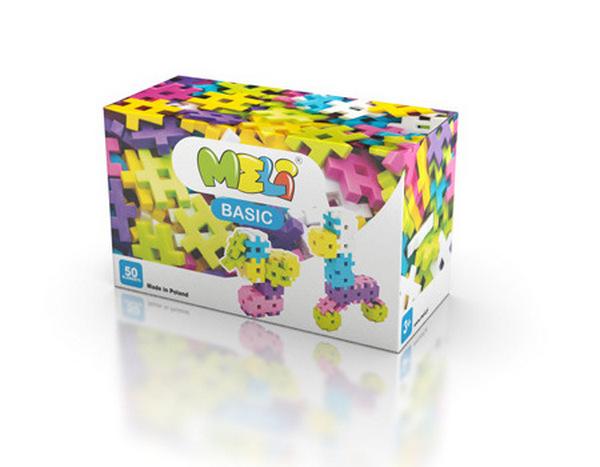 Caixa de brinquedo de encaixe ME3 BASIC colorido com 50 peças
