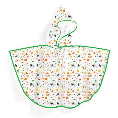 Capa de chuva infantil estampada com frutas e legumes