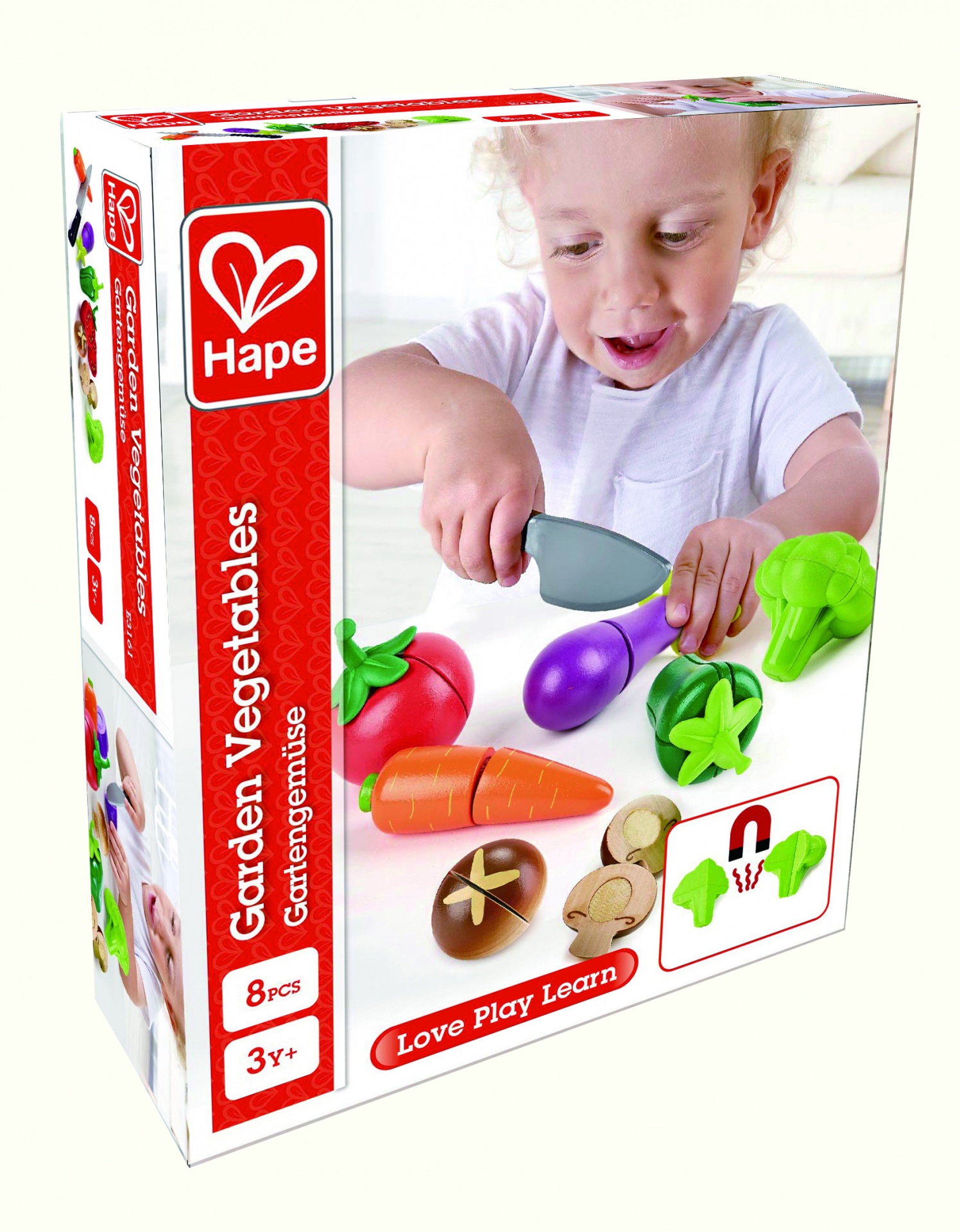 Conjunto de brinquedo com legumes de madeira coloridos para crianças