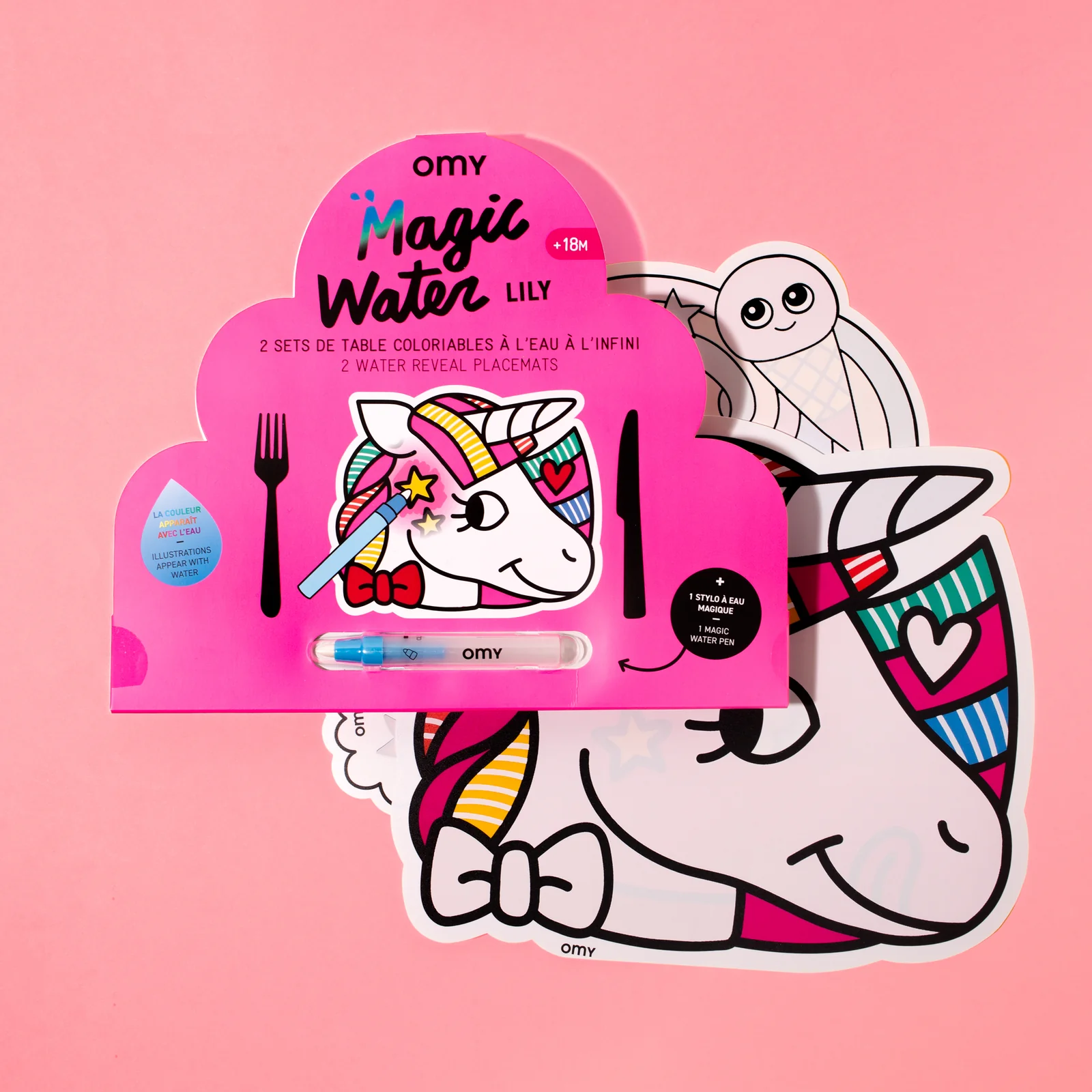 Pack para colorir à água com desenho de unicórnio e caneta incluída