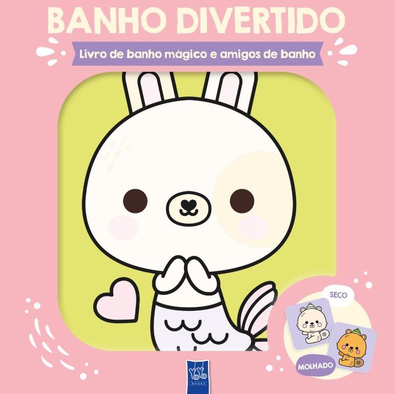 Capa de livro infantil BANHO DIVERTIDO com personagem branco estilo desenho animado e texto em português.