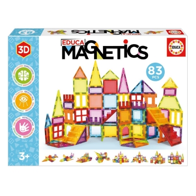 Conjunto de blocos magnéticos coloridos Educa Magnetics 83 peças