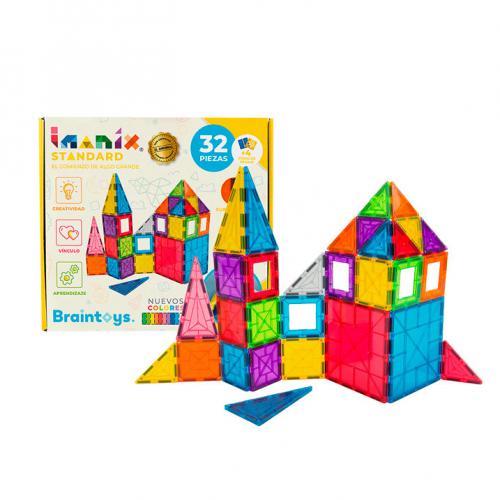 Peças de construção magnéticas coloridas com caixa Imanix Standard