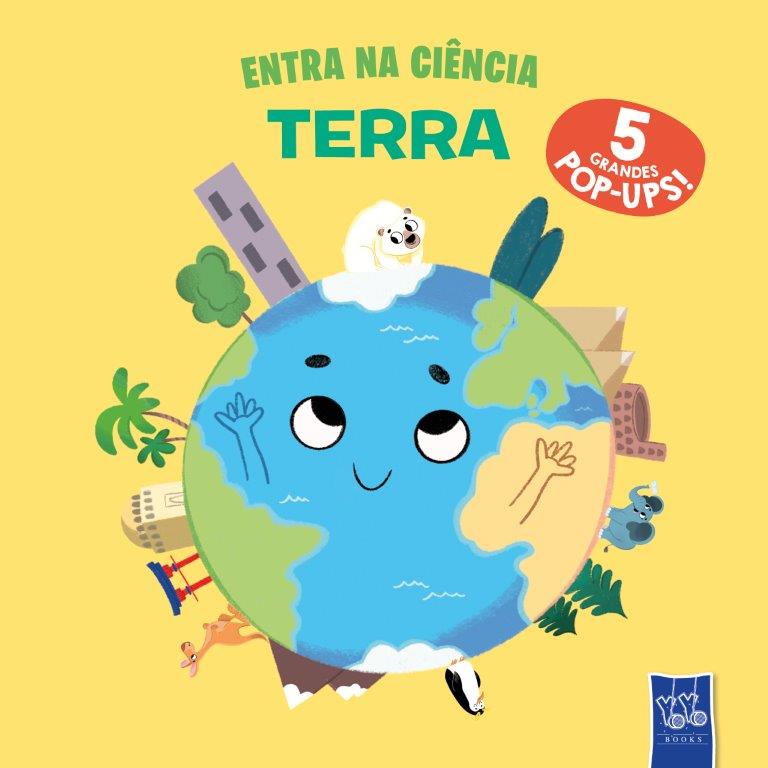 Capa de livro infantil sobre o planeta Terra com ilustração colorida e texto em destaque.