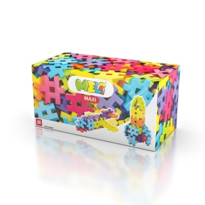 Caixa colorida de brinquedo MELI MAXI com peças em formato de hashtag