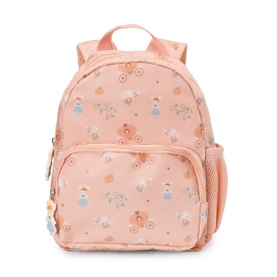 Mochila infantil rosa com padrão de raparigas, ratinhos e abóboras