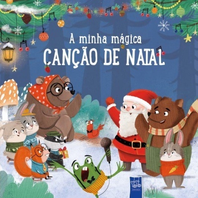 Capa de livro infantil natalício com animais e texto em português