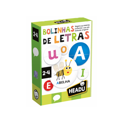 Caixa do jogo educativo Bolinhas de Letras com letras e abelha