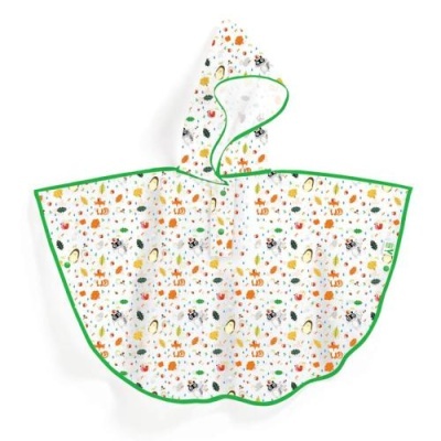 Capa de chuva infantil estampada com frutas e legumes