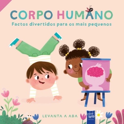 Livro infantil sobre o corpo humano com ilustrações de crianças e cérebro
