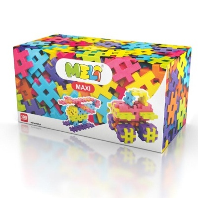 Caixa colorida de brinquedo de construção MELI MAXI com 100 peças em várias cores