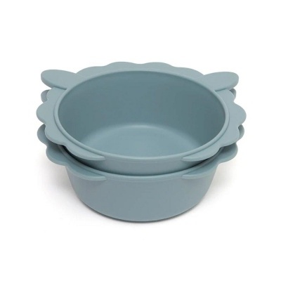 Taças de silicone azuis para bebés com alças em forma de orelhas