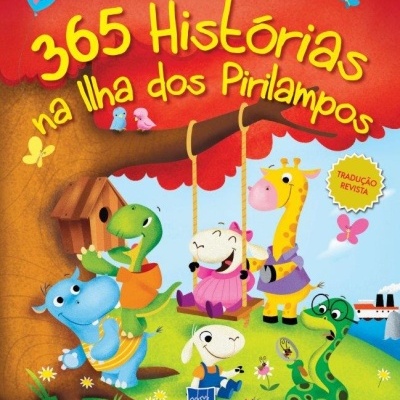 Capa colorida de livro infantil com animais animados e árvore vermelha