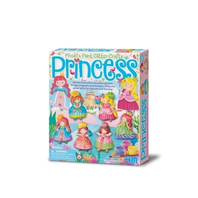 Caixa de brinquedo 'Princess' para artesanato infantil com moldes e tintas coloridas.