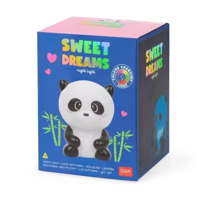 Caixa de lâmpada panda Sweet Dreams com estampa de bambu e corações