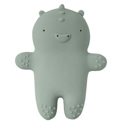 Boneco de silicone cinza em forma de monstro com textura e sorriso desenhado