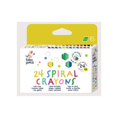 Caixa de 24 lápis de cera espiral coloridos Haku Yoka