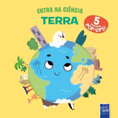 Capa de livro infantil sobre o planeta Terra com ilustração colorida e texto em destaque.