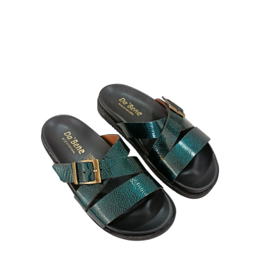 Par de sandálias masculinas DaBene verdes com fivela e sola preta