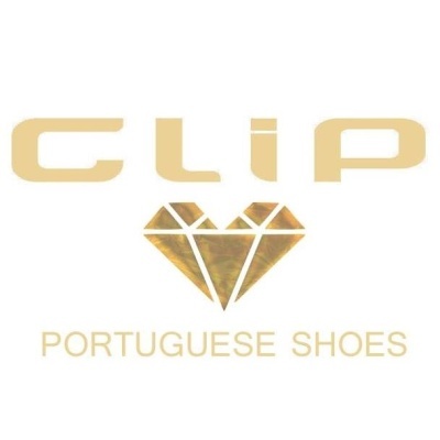 Logótipo CLIP com diamante dourado e texto PORTUGUESE SHOES