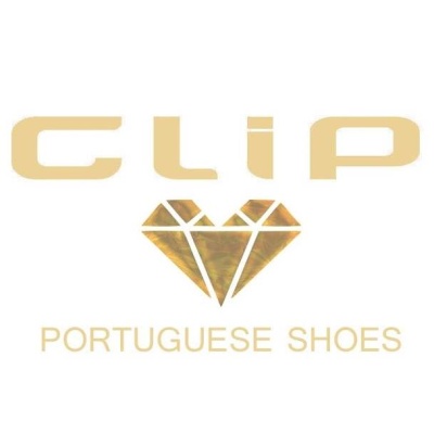Logótipo CLIP com diamante dourado e texto PORTUGUESE SHOES