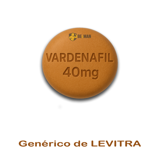 VARDENAFIL 40mg (10 comprimidos) Comprimido castanho com texto VARDENAFIL 40mg e Genérico de LEVITRA