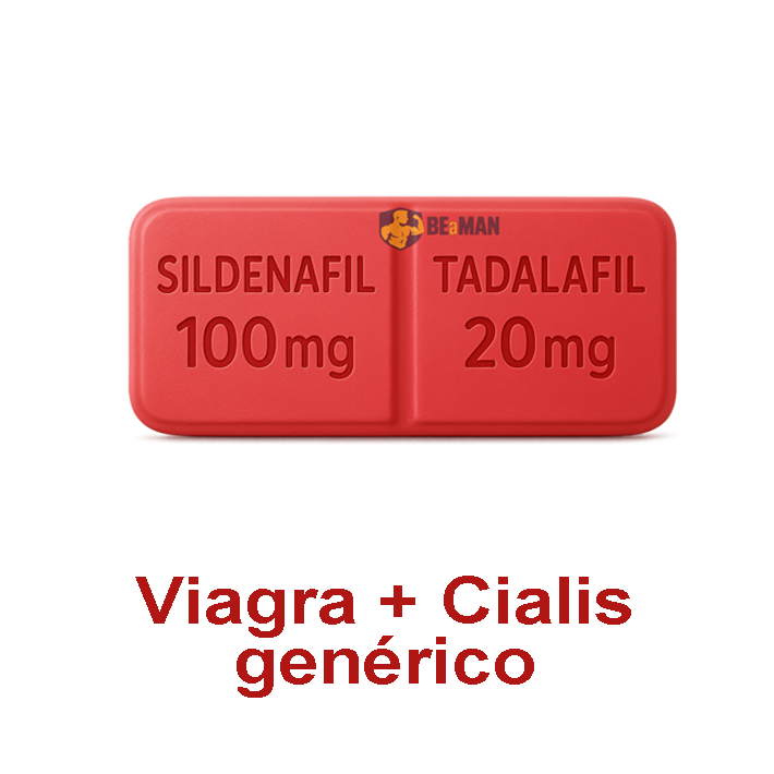 VIAGRA+CIALIS genérico combinado (6 comprimidos) Comprimido vermelho com texto SILDENAFIL 100 mg e TADALAFIL 20 mg