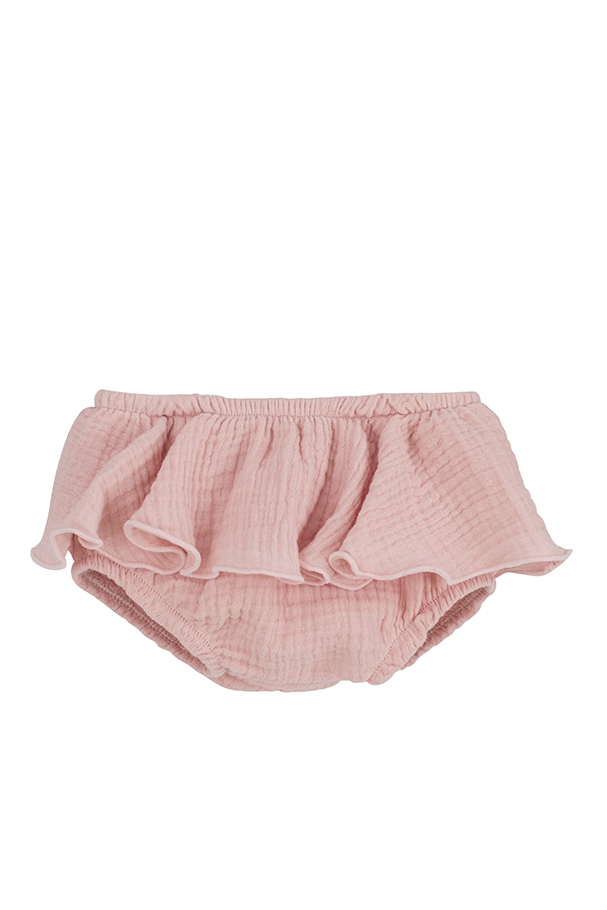Cueca tipo fralda cor-de-rosa com folho
