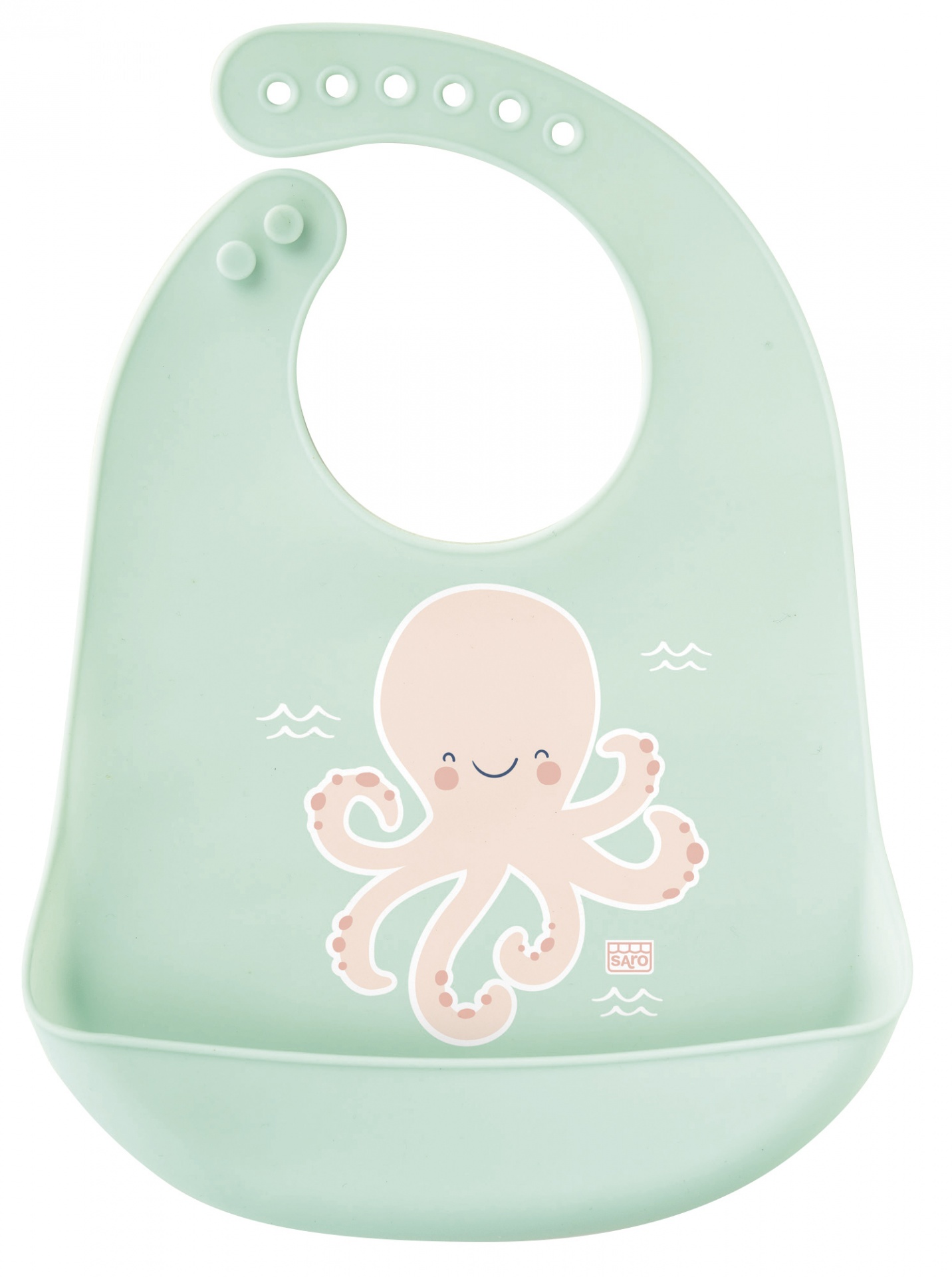 Babete de silicone verde com desenho de polvo