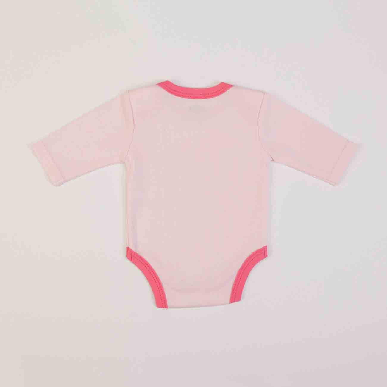 Body de bebé cor-de-rosa claro com remates rosa