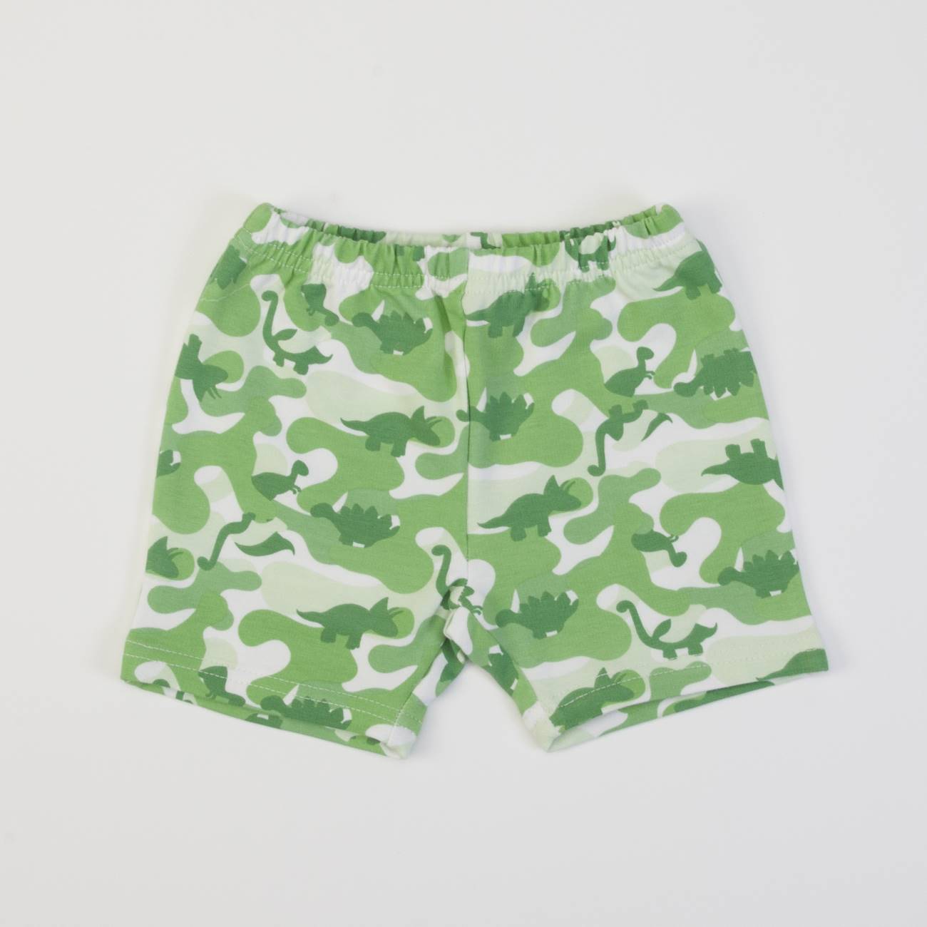 Calções para criança com padrão de camuflagem verde e branco