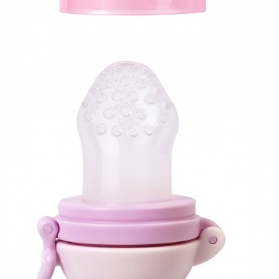 Mordedor para bebé rosa com tampa e pega em forma de flor