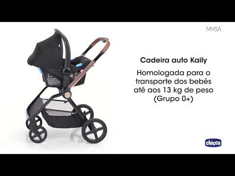 CARRINHO MYSA Cadeira auto Kailly para bebés até 13 kg com carrinho preto e estrutura metálica