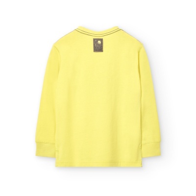 Camisola amarela de criança com manga comprida vista pelas costas