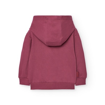 Hoodie infantil bordô com capuz visto de costas