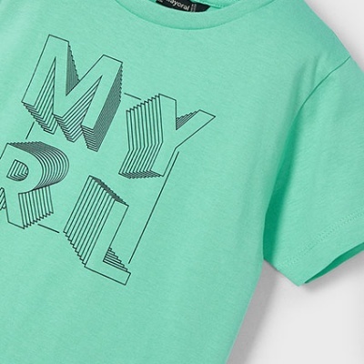 T-shirt verde água com estampado 3D e etiqueta Mayoral