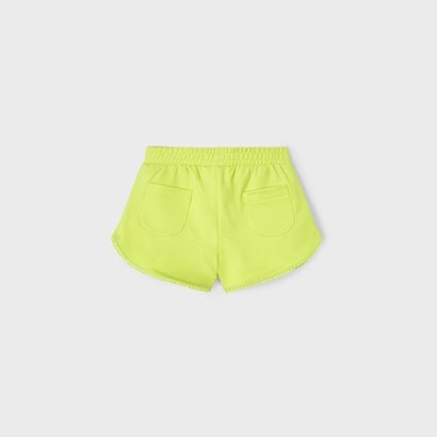 Calções amarelo fluorescente para criança com bolsos e cós elástico