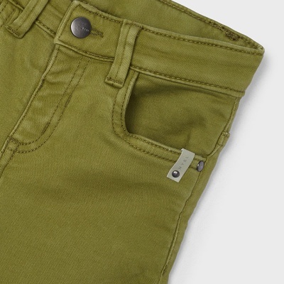 Calças verdes de algodão com bolso e botão Zara