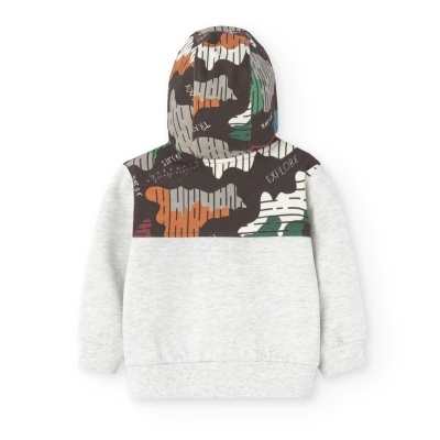 Sweatshirt de criança com capuz e padrão camuflado colorido na parte superior