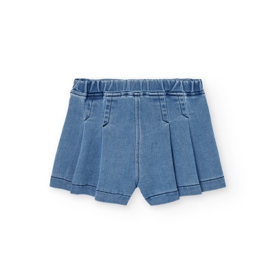 Calções curtos de ganga azul para criança com cintura elástica