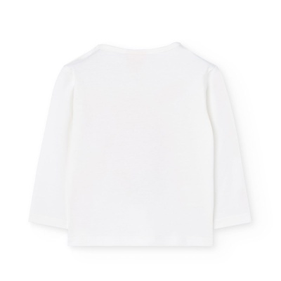 Camisola branca de manga comprida com gola redonda