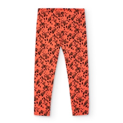 Leggings vermelhas com padrão de manchas pretas