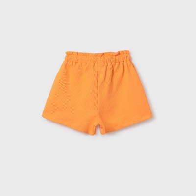 Calções laranja de tecido canelado com cintura elástica
